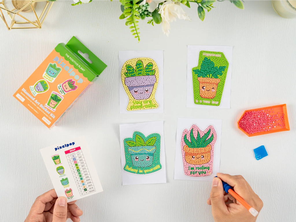 Craft Hero™️ Pixelpop™ Diamond Art Sticker Pack: Positive Plant